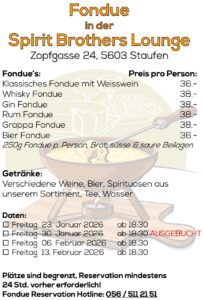 Fondue in der SB Lounge