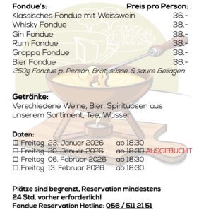 Fondue in der Spirit brothers Lounge